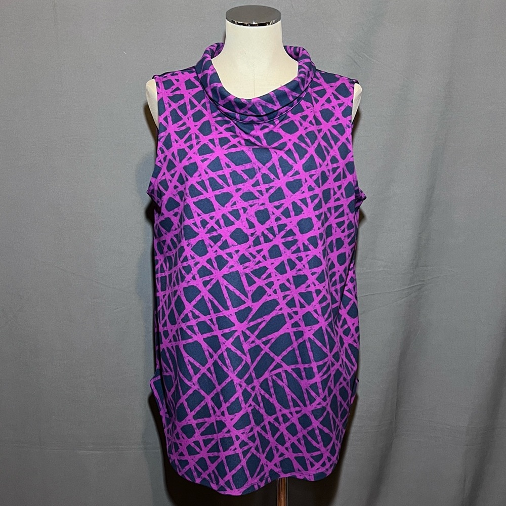 Alfani Mock Neck Geometric Sleeveless Blouse